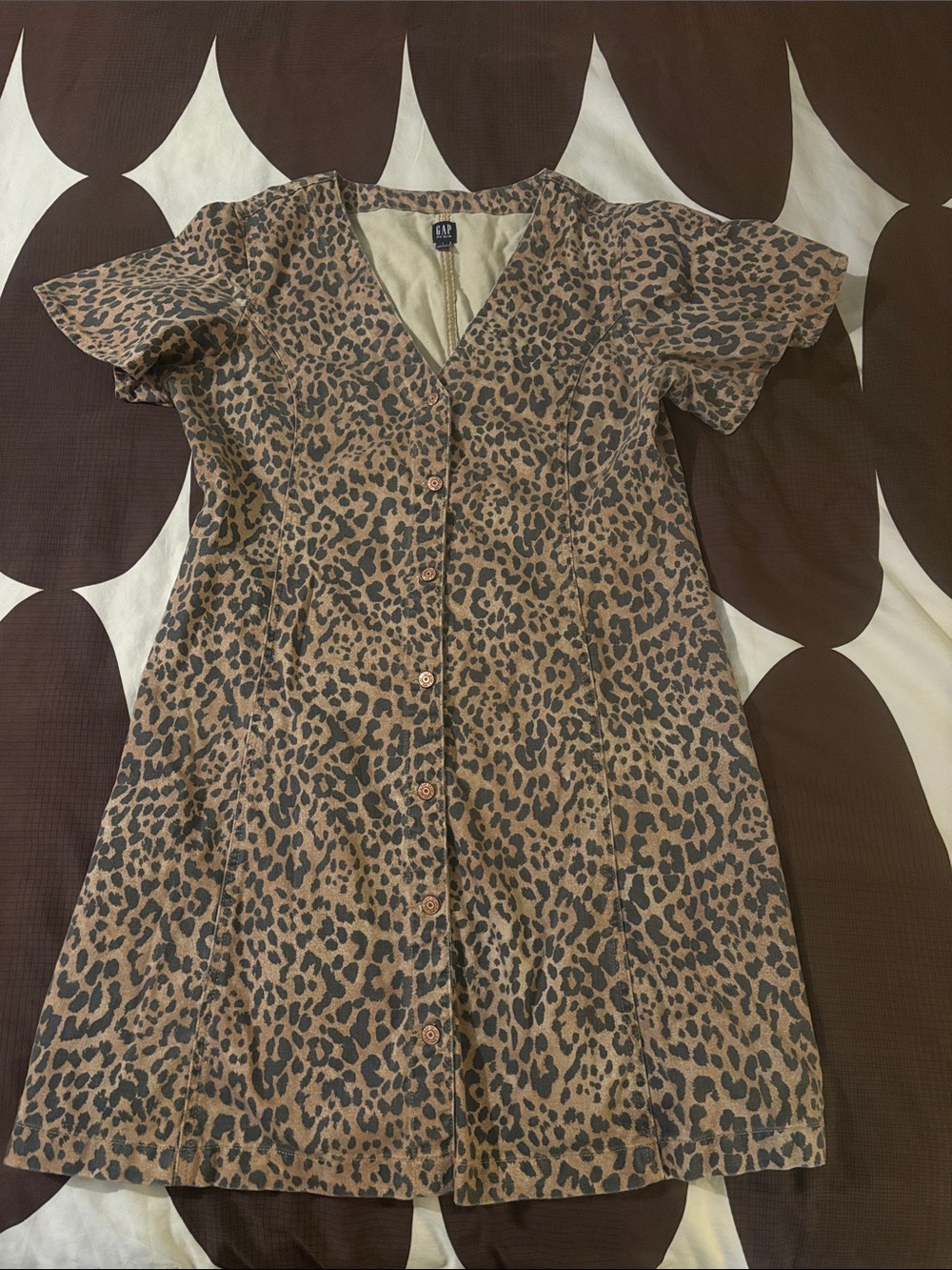 GAP Denim Cheetah Print V-Neck Dress Size L